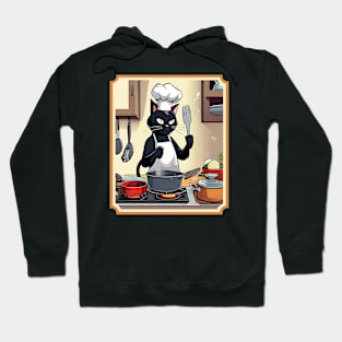 Black cat cooking Hoodie